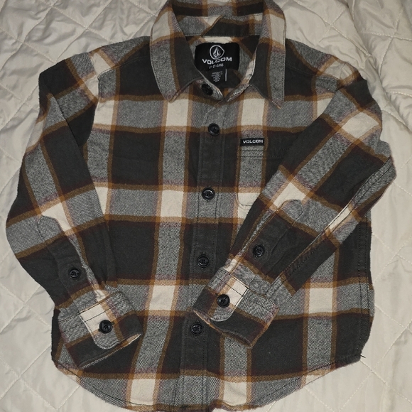 Volcom Kids Checkered Button-Down Shirt - Black and Brown Boys 2T (Katie #1) - Picture 1 of 5